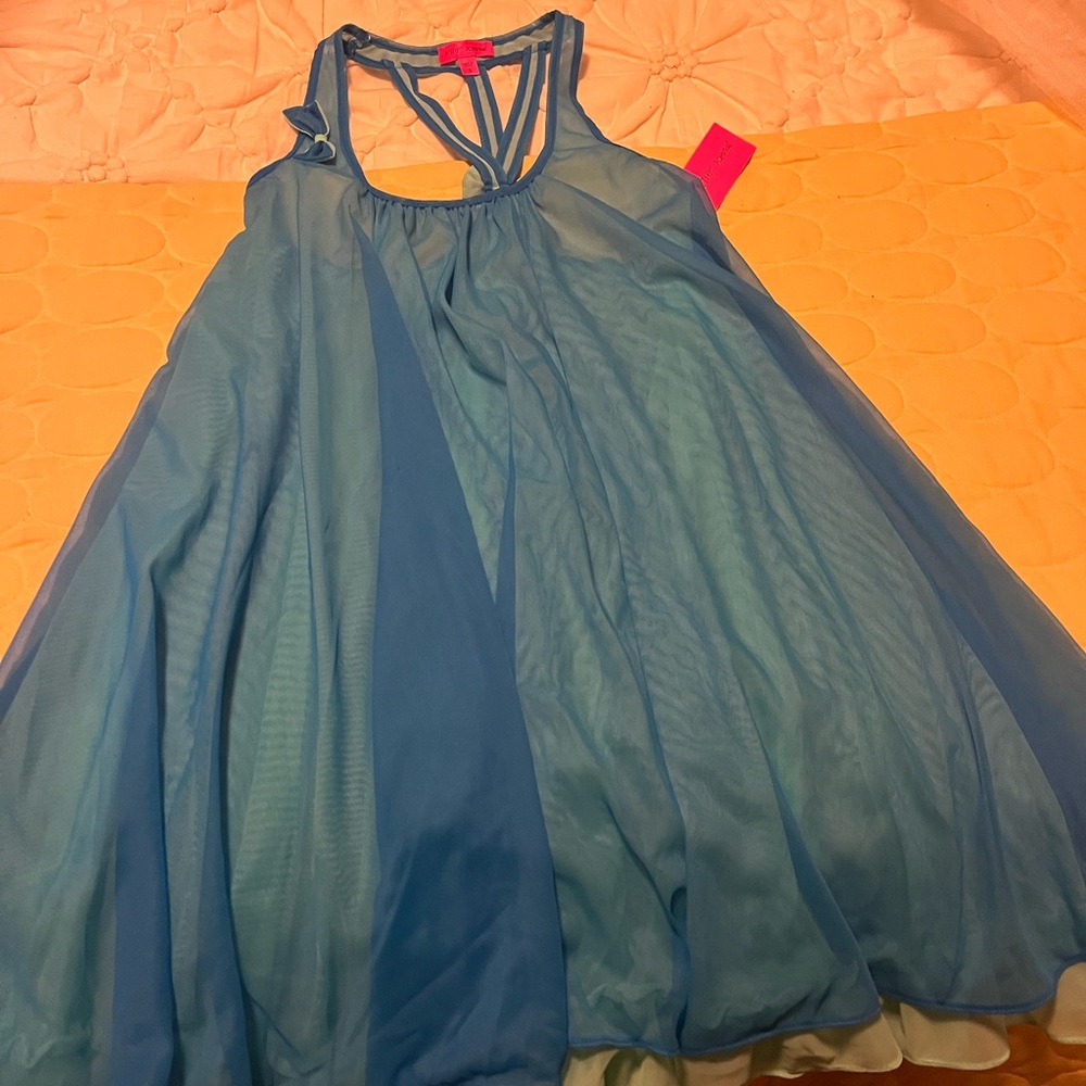Betsey Johnson blue night slip dress nightie teddy bows
